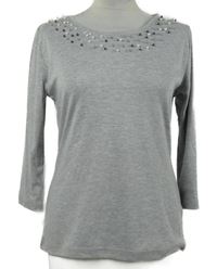 Dámské šedé triko s korálky 