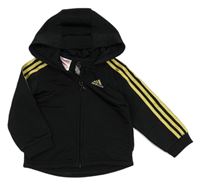 Černá sportovní propínací mikina s kapucí Adidas