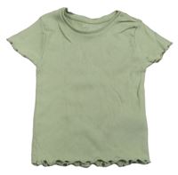 Světlekhaki žebrované crop tričko Primark