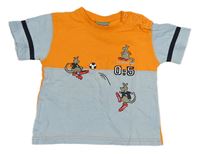 Oranžovo-světlemodré tričko s klokany 
