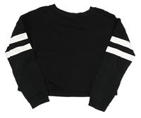 Černá crop mikina s pruhy na rukávech H&M