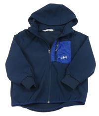 Tmavomodrá softshellová bunda s kapsou a kapucí zn. H&M