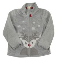 Šedá fleecová propínací mikina se sobem H&M