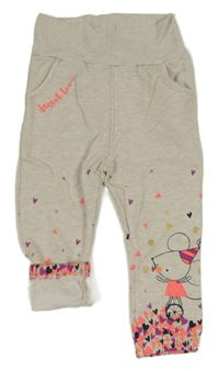 Světlebéžové melírované zateplené tepláky s myškou Topomini