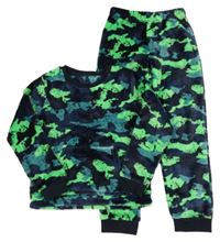 Tmavomdoro-zelené army plyšové pyžamo Nutmeg