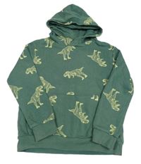 Khaki mikina s dinosaury a kapucí H&M