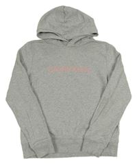 Šedá melírovaná mikina s logem a kapucí Calvin Klein