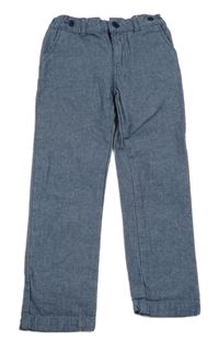 Tmavomodré melírované plátěné kalhoty