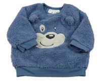 Modrá chlupatá mikina s medvídkem Ergee