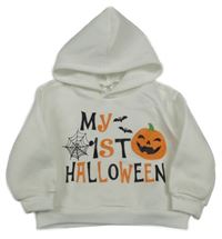 Bílá mikina s nápisem, dýní a kapucí Shein