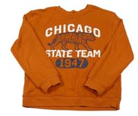 Oranžová mikina s tygrem a nápisem 