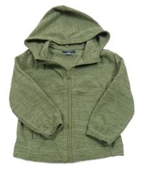 Khaki melírovaná fleecová propínací mikina s kapucí ANDY&EVAN
