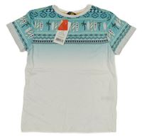 Nové - Modro-bílé tričko se surfy a palmami George