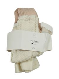 Nové - 2x - Žebrované vzorované punčocháče - smetanové + pudrové H&M