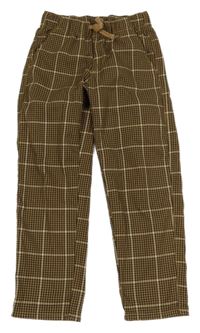 Hnědo-béžové kostkované kalhoty H&M