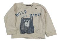 Světlebéžová melírovaná mikina s medvědem F&F