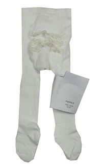 Nové - Bílé punčocháče s krajkovými volánky Name it