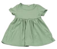 Světlezelené žebrované šaty 