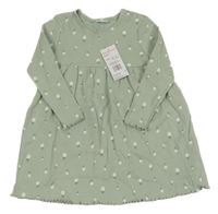 Nové - Světlezelené žebrované šaty s kytičkami F&F