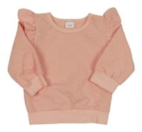 Světlerůžová strukturovaná mikina se srdíčky a volánky 