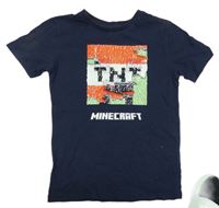 Tmavomodré tričko s překlápěcí flitry - Minecraft