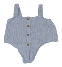 Modro-bílý pruhovaný propínací crop top H&M