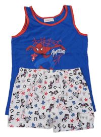 2set - bílé boxerky s opicemi + modrý nátělník se Spidermanem 
