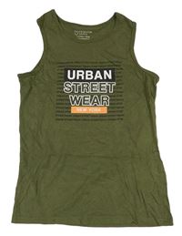 Khaki tílko s nápisem Primark
