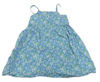 Modré plátěné šaty s kytičkami Old Navy