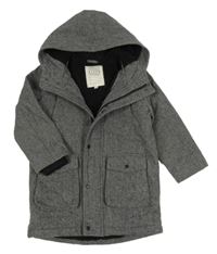 Šedý vlněný zateplený kabát s kapucí River Island