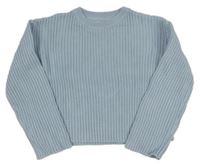 Světlemodrý žebrovaný crop svetr C&A