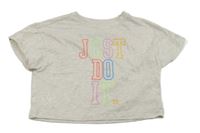 Béžové crop tričko s nápisem Nike 