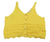Žlutý ažurový pletený crop top Name it 