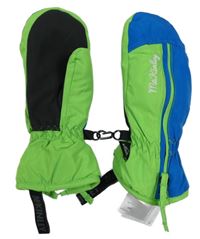 Limetkovo-modré šusťákové zimní palcové rukavice McKinley