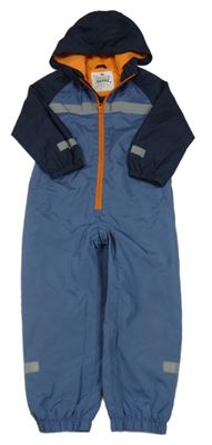 Modro-tmavomodrá šusťáková jarní kombinéza s kapucí F&F