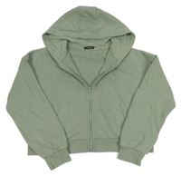 Khaki propínací crop mikina s kapucí George 