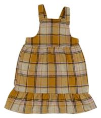 Okrovo-béžovo-růžové kostkované šaty Tu