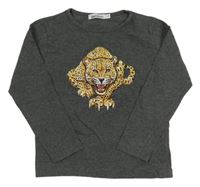 Šedé melírované triko s levhartem Zoolaboo