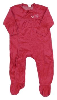 Tmavorůžový sametový overal s kočkami 