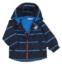 Tmavomodro-modrá pruhovaná šusťáková jarní bunda s kapucí Liegelind