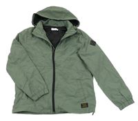 Khaki šusťáková jarní bunda s kapucí H&M