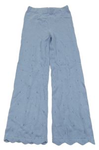 Světlemodré vzorované pletené palazzo kalhoty H&M