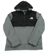 Šedo-černá funkční sportovní mikina s logem a kapucí The North Face