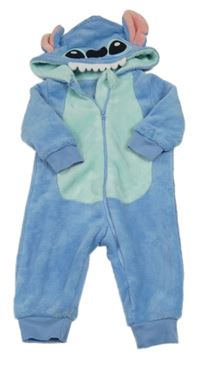 Modro-zelená chlupatá kombinéza s kapucí - Stitch Primark