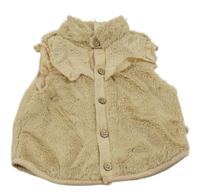 Béžová kožešinová podšitá vesta s volánky Moon