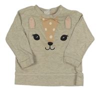 Béžovo-šedá melírovaná mikina se srnkou H&M