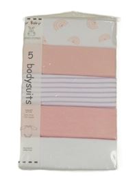 Nové - 5pack - 2x - růžové + 3x bílé body se vzorem a dlouhým rukávem Dunnes