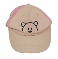 Broskvová plátěná kšiltovka s medvídkem