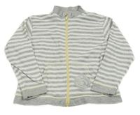 Šedo-bílá pruhovaná propínací mikina se šnekem 