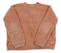 Starorůžový žinylkový žebrovaný oversize svetr C&A